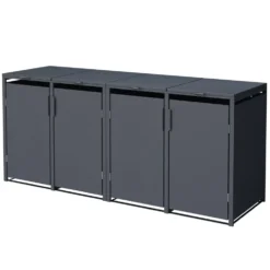 Mülltonnenbox 4x 240 Liter Stahl verzinkt anthrazit