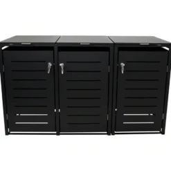Mülltonnenbox 3x 240 Liter, Stahl verzinkt, anthrazit