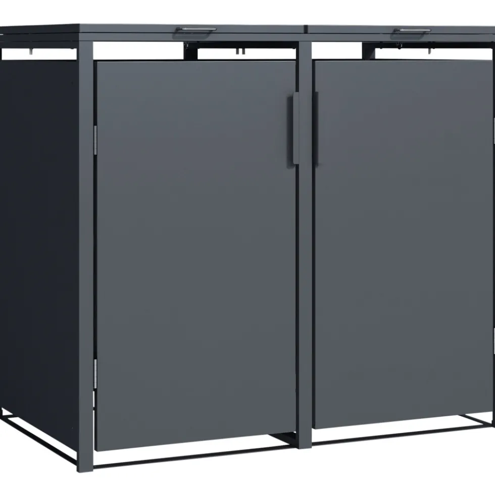 Mülltonnenbox 2x 240 Liter Stahl verzinkt anthrazit