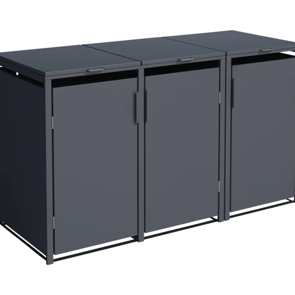 Mülltonnenbox 3x 240 Liter Stahl verzinkt anthrazit