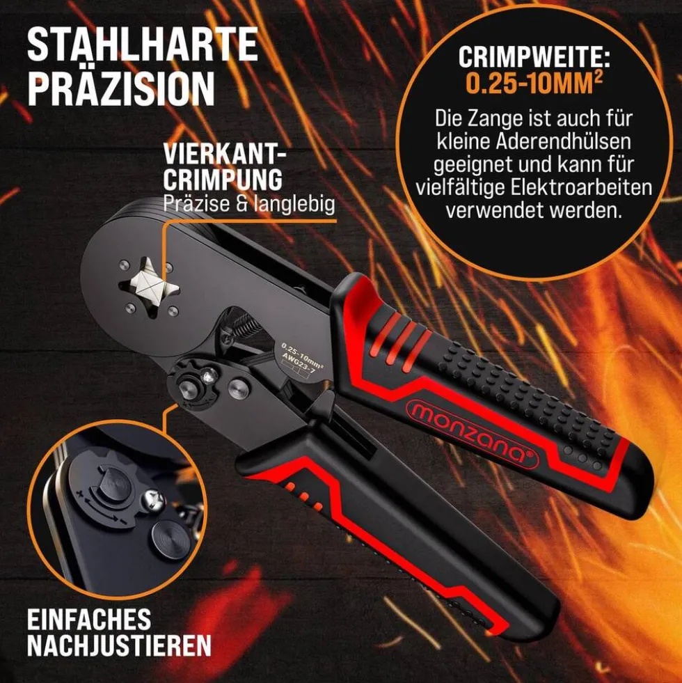 monzana® Crimpzangen-Set vierkant mit Aderendhülsen
