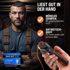 monzana® Crimpzangen-Set vierkant mit Aderendhülsen