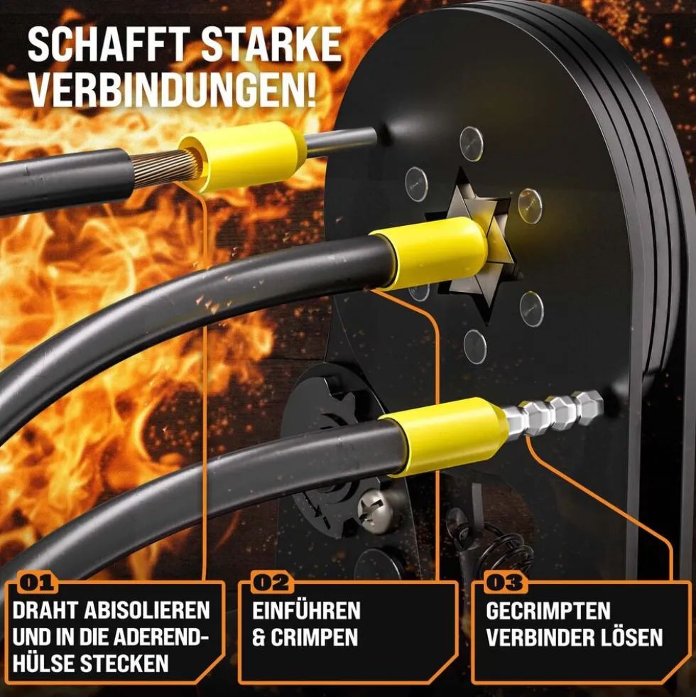 monzana® Crimpzange Set sechskant mit Aderendhülsen