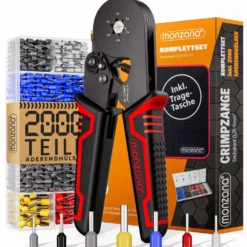 monzana® Crimpzange Set sechskant mit Aderendhülsen