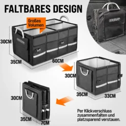 monzana® Kofferraumtasche schwarz 60 x 35 x 30 cm, isoliert