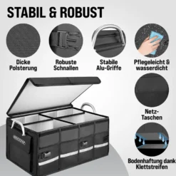 monzana® Kofferraumtasche schwarz 60 x 35 x 30 cm, isoliert
