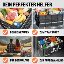 monzana® Kofferraumtasche schwarz 60 x 35 x 30 cm, isoliert