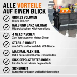 monzana® Kofferraumtasche schwarz 60 x 35 x 30 cm, isoliert