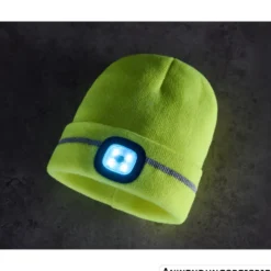 Mütze gelb mit LED und Reflektionsstreifen