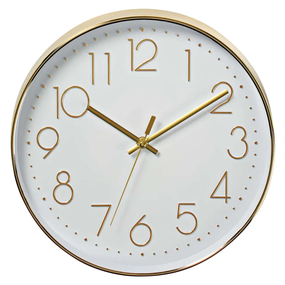 nedis Wanduhr Ø 30 cm Gold / Weiss