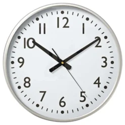 nedis Wanduhr Ø 38 cm Silber / Weiss