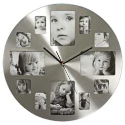 nedis Wanduhr mit Fotorahmen Ø 40 cm Silber