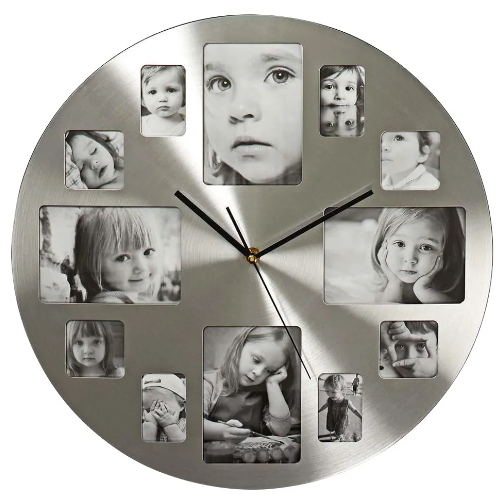 nedis Wanduhr mit Fotorahmen Ø 40 cm Silber