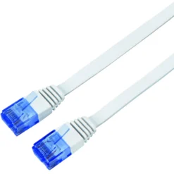 Netzwerkkabel 10 m CAT 6, UTP Flachkabel weiß mit 2 x RJ45 Steckern