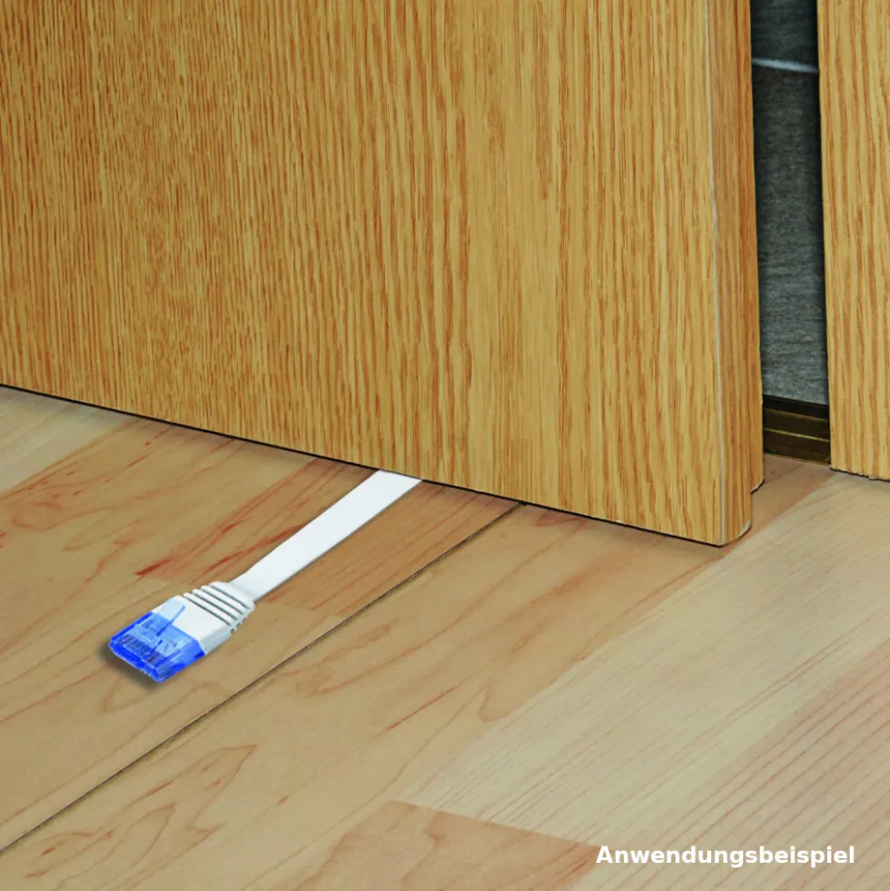 Netzwerkkabel 10 m CAT 6, UTP Flachkabel weiß mit 2 x RJ45 Steckern