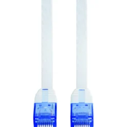 Netzwerkkabel 10 m CAT 6, UTP Flachkabel weiß mit 2 x RJ45 Steckern