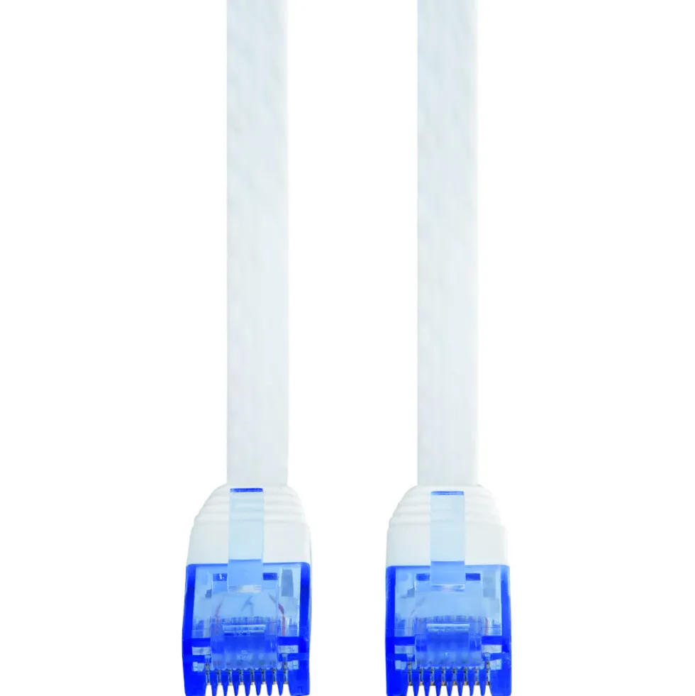Netzwerkkabel 10 m CAT 6, UTP Flachkabel weiß mit 2 x RJ45 Steckern