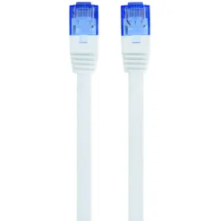 Netzwerkkabel 10 m CAT 6, UTP Flachkabel weiß mit 2 x RJ45 Steckern