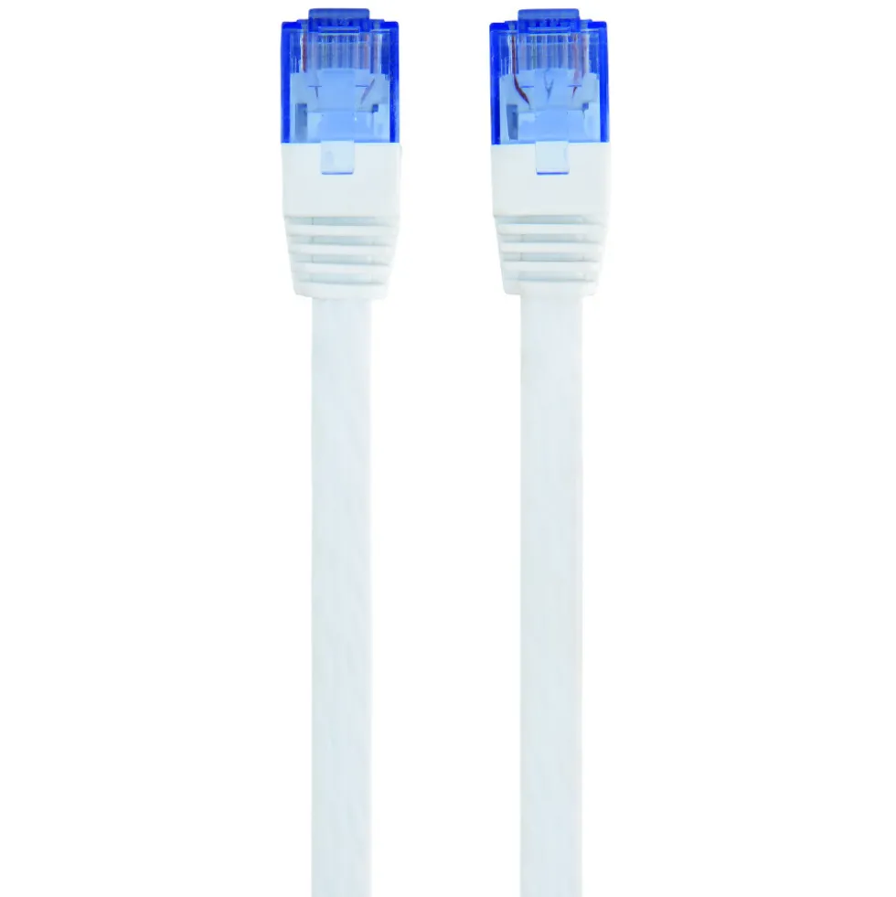 Netzwerkkabel 10 m CAT 6, UTP Flachkabel weiß mit 2 x RJ45 Steckern