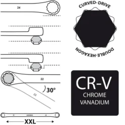 Normex Doppel Ringschlüsselsatz 6tlg. XXL gerade 10-24mm CV Doppelringschlüssel