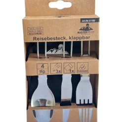 Outdoor Besteck-Set, klappbar 3-teilig mit Aufbewahrungstasche
