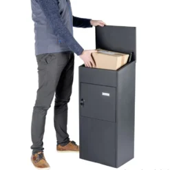 Paketbriefkasten aus Stahlblech in schwarz