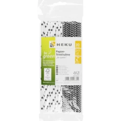 Papier-Trinkhalme "be green", 30 Stück, gerade, Ø 6 mm x 20 cm