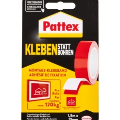 Pattex® Klebeband doppelseitig "Kleben statt Bohren" 1,5 m soforthaftend