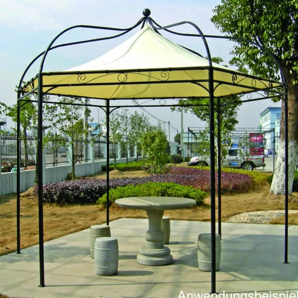 Pavillon Modena 320 x 300 cm, 6-eckig, Stahlgestell, Ecru