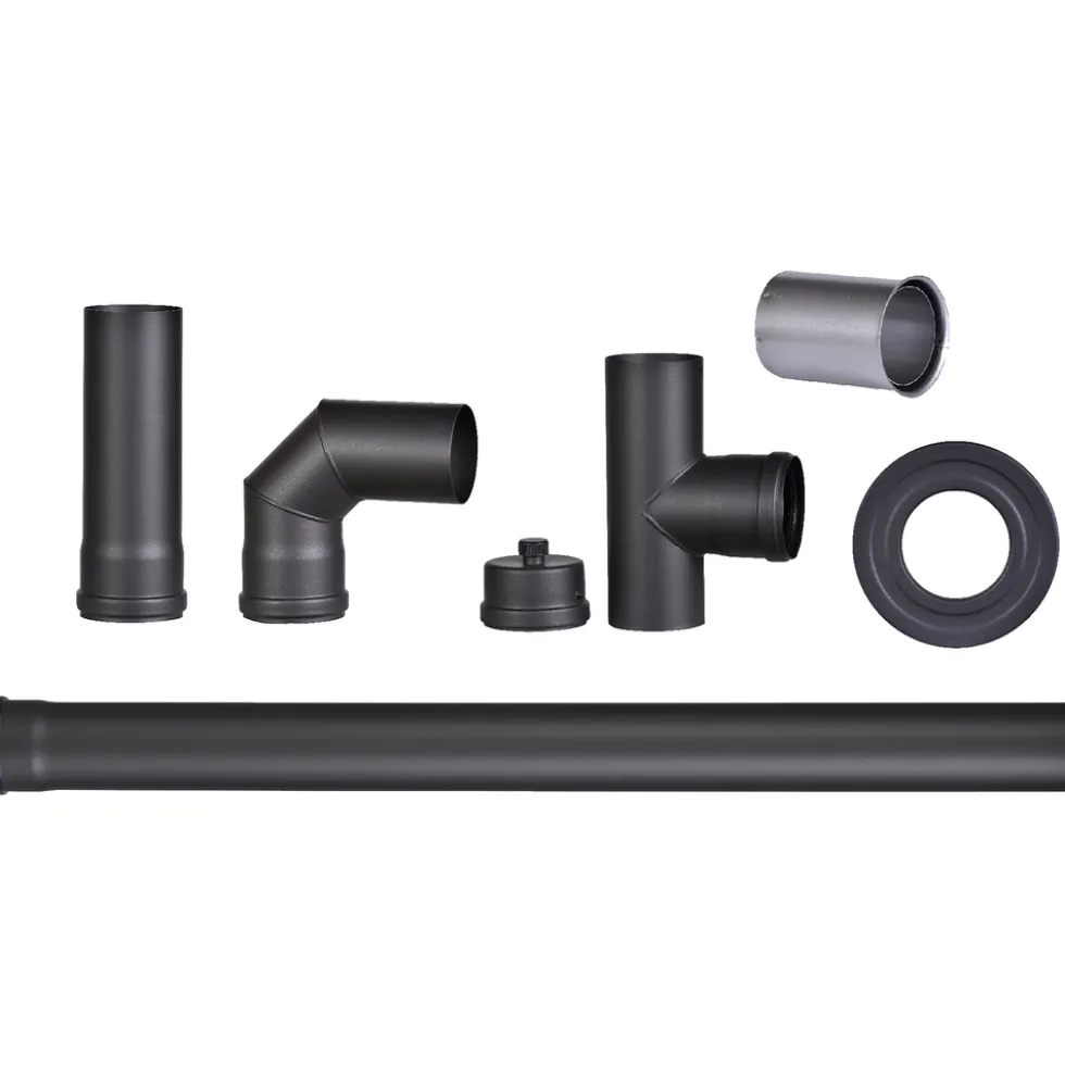 Pelletofenrohr-Set 80mm 7-teilig schwarz