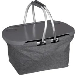 Picknickkorb mit Deckel 2-in-1, grau
