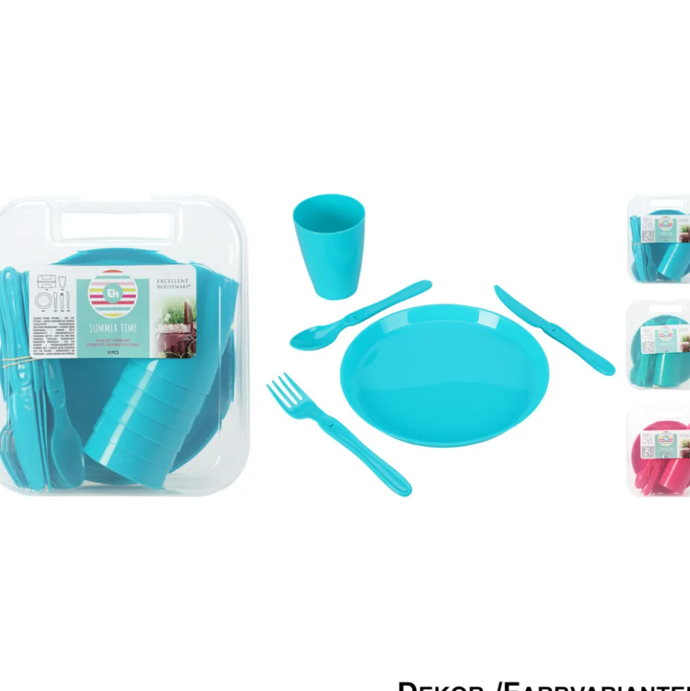 Picknickset 30-teilig aus Polypropylen mit Aufbewahrungsbox