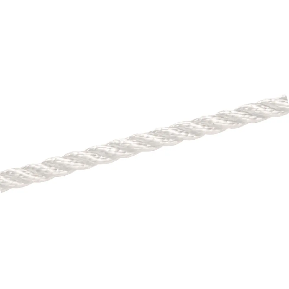 Polyester-Seil Ø 10 mm in Weiß, 3-schäftig gedreht, Meterware