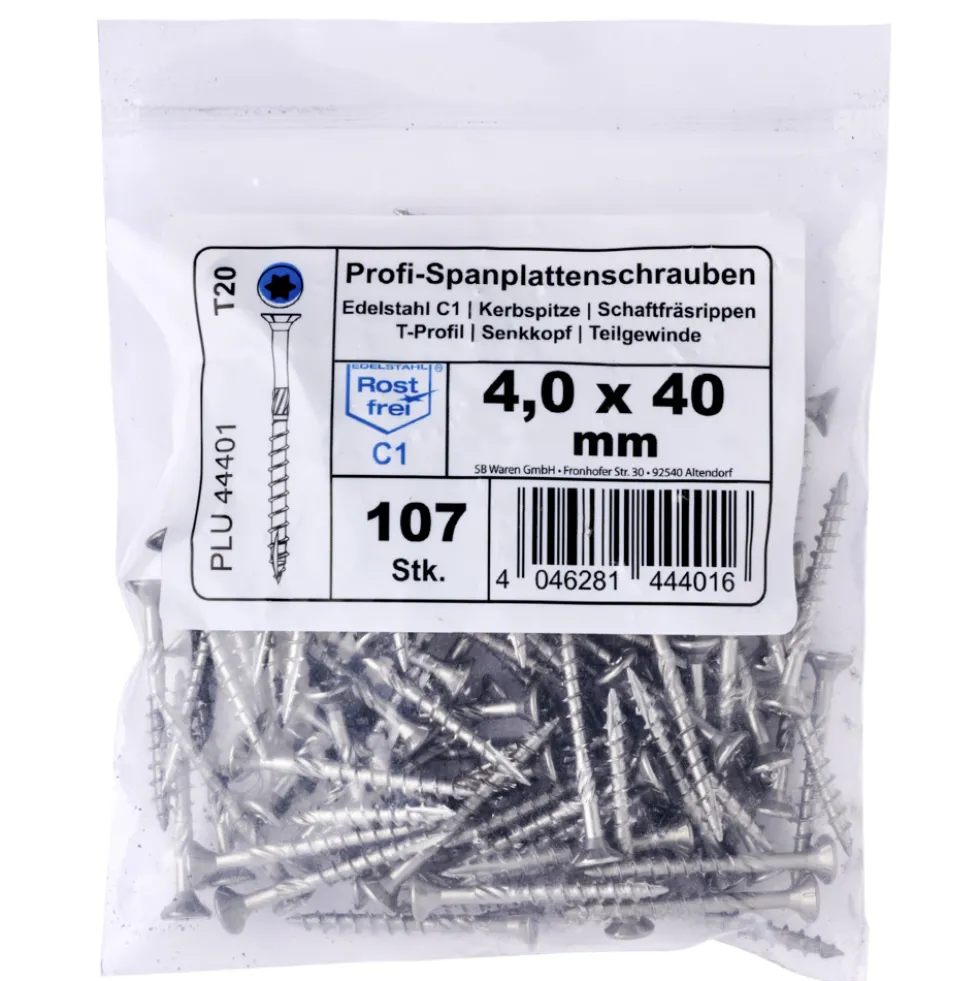 Profi-Spanplattenschrauben 4,0x40 mm TG IVZ C1 Senkkopf Vorteilspack