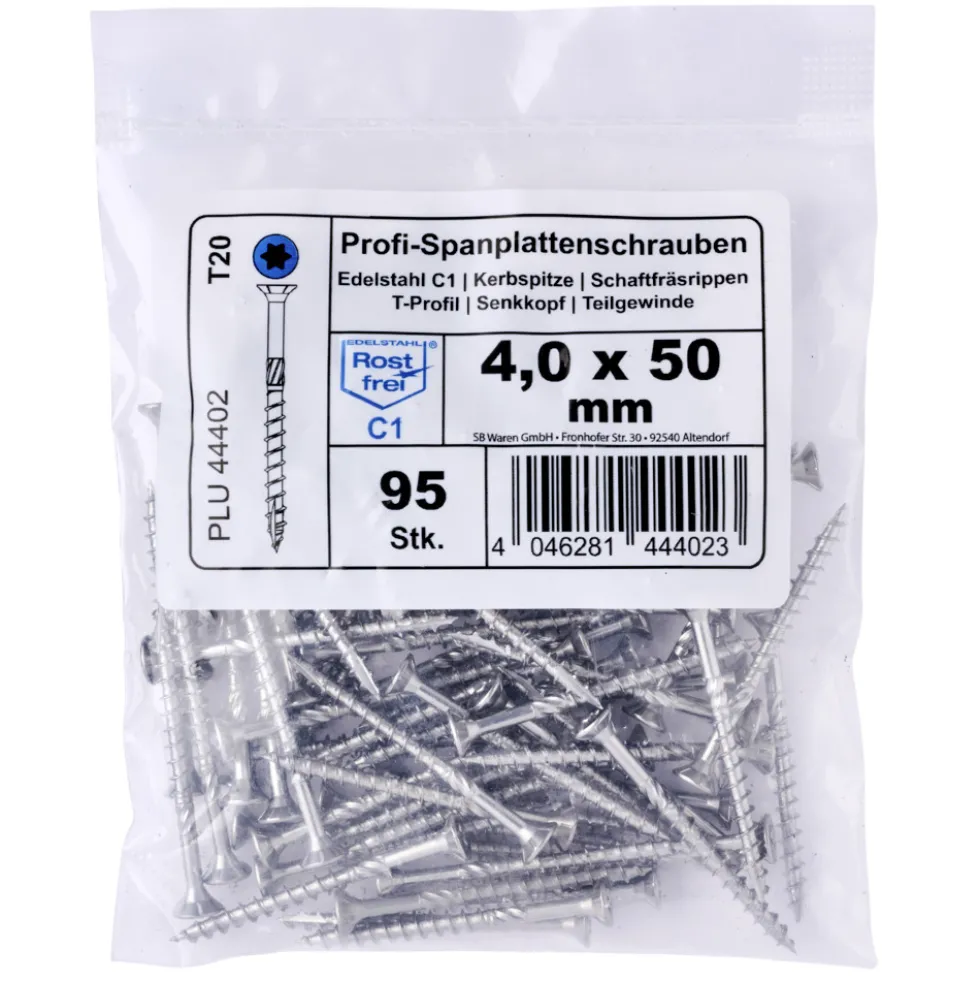 Profi-Spanplattenschrauben 4,0x50 mm TG IVZ C1 Senkkopf Vorteilspack