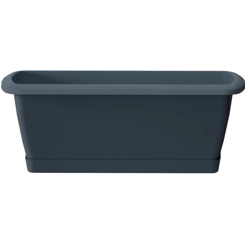 Prosperplast Balkonkasten Respana 39,2 x 18,4 cm in Anthrazit mit Untersetzer