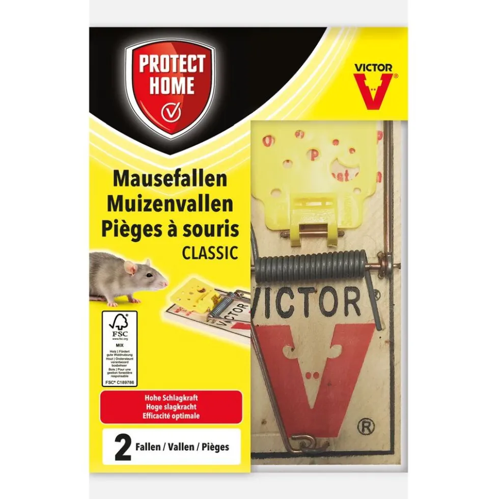 Protect Home Mausefallen-Set Classic 2 Stück mit Schlagfalle