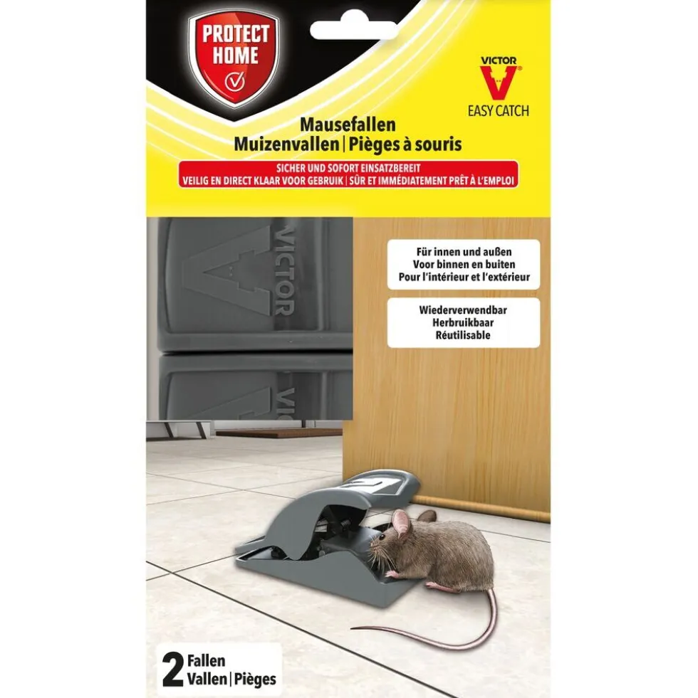 Protect Home Mausefallen-Set 2 Stück mit effektiver Schlagfalle
