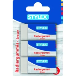 Radiergummi weiß 3 Stück mit Pappbanderole