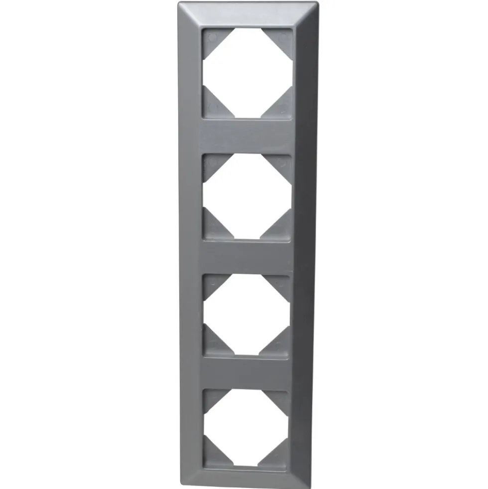 Rahmen 4-fach Standard Quadro Kunststoff silber