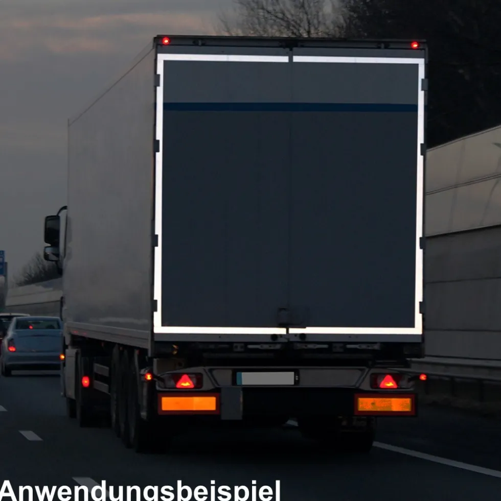 Reflektorband 2m weiß selbstklebend PVC Anhänger Reflexband KfZ Reflektor