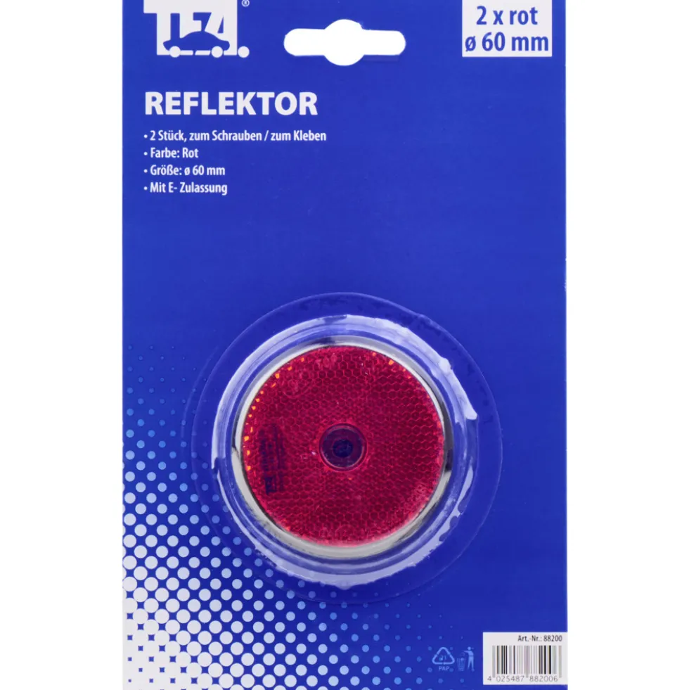 Reflektoren-Set Ø 60 mm 2 Stück in rot