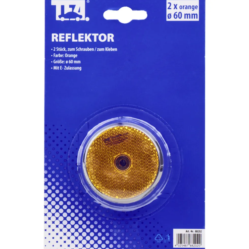 Reflektor 60 mm rund orange