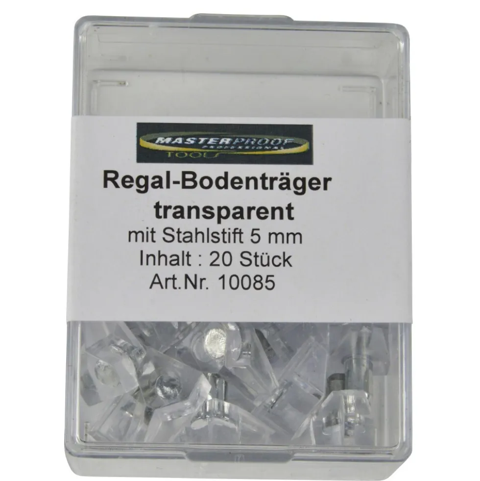Regalbodenträger mit Stahlstift 5 mm 20 Stück in Transparent