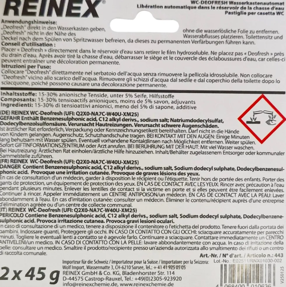 Reinex WC Deofresh für Wasserkasten 2 Stück in Grün
