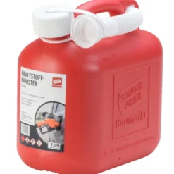 Reservekanister 5 Liter aus Kunststoff in rot mit Sicherheitsverschluss