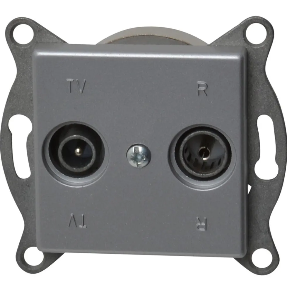 REV Antennendose TV/RF Standard Quadro silber Unterputz
