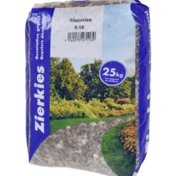 Rheinkies in Körnung 8 bis 16 mm im 25 kg Sack