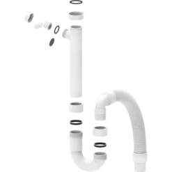 Röhren-Siphon 1½" flexibel mit 50 mm Ø und 1x Geräteanschluss ¾"