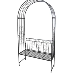 Rosenbogen mit Bank 121x53x230 cm aus Metall